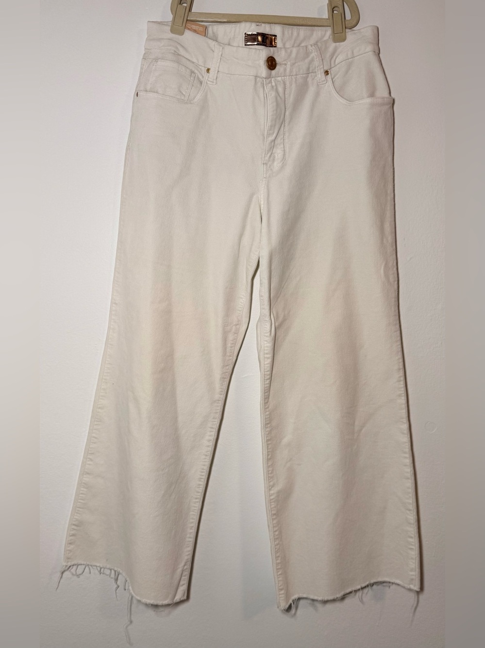 Kut From The Kloth Women's Meg Fab AB High Rise Wide Leg Jeans - Size 6 white